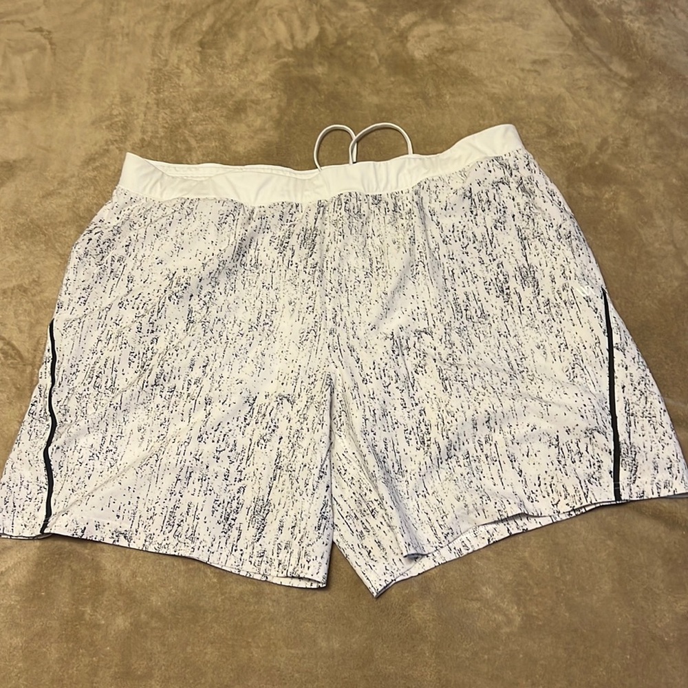 Mens work out athletic shorts, white/blue s XXL